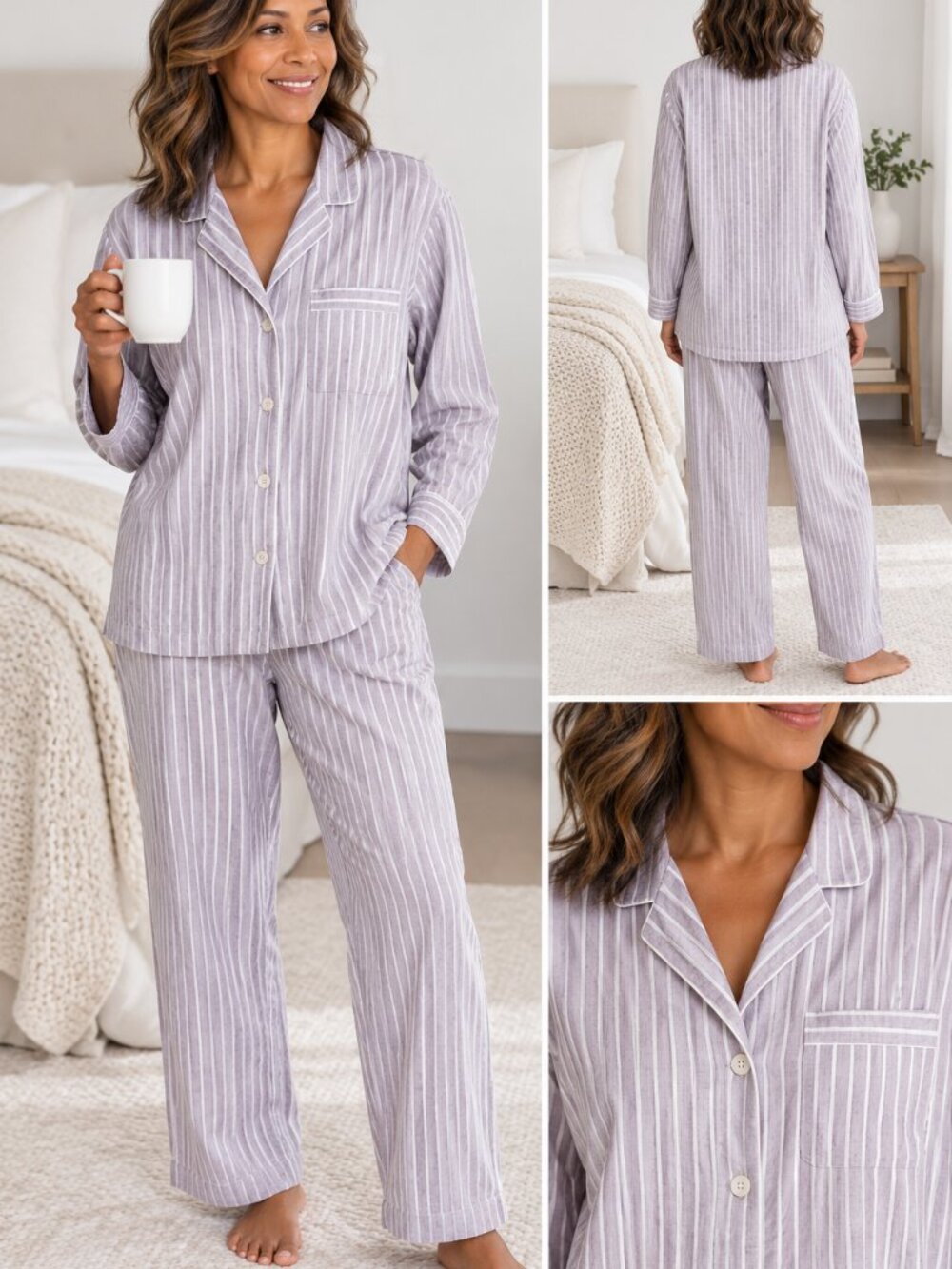 Haven Well Within Striped Pajama Set Button Front Coastal Quiet Luxury Lounge S